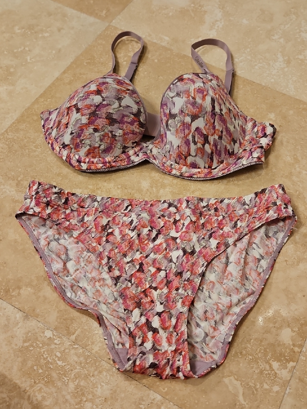 Calvin Klein Pink Multi-Print Padded Bra &  Panty Set